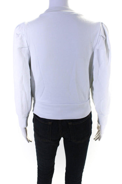 Frame Womens White Cotton Puff Long Sleeve Crew Neck Sweatshirt Size XS
