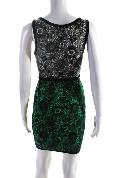 Bailey 44 Womens Colorblock Floral Scoop Neck Pullover Mini Dress Green Size XS