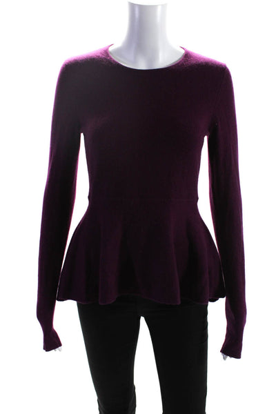 Scoop NYC Womens Cashmere Long Sleeve Peplum Pullover Sweater Purple Size P