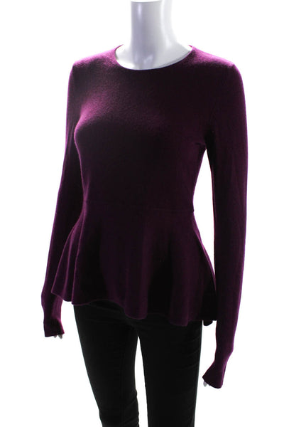 Scoop NYC Womens Cashmere Long Sleeve Peplum Pullover Sweater Purple Size P