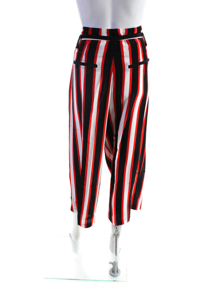L'Agence Womens Striped Print Wide Leg Mid-Calf Capri Pants Multicolor Size 8