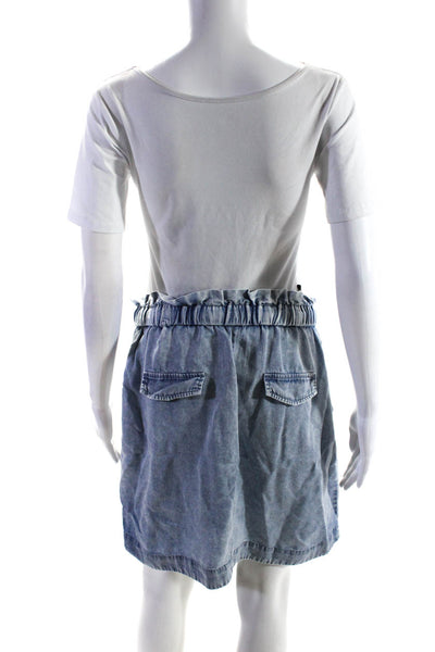 IKKS Womens Paperbag Waist Belted Short Straight Unlined Skirt Blue Size 42