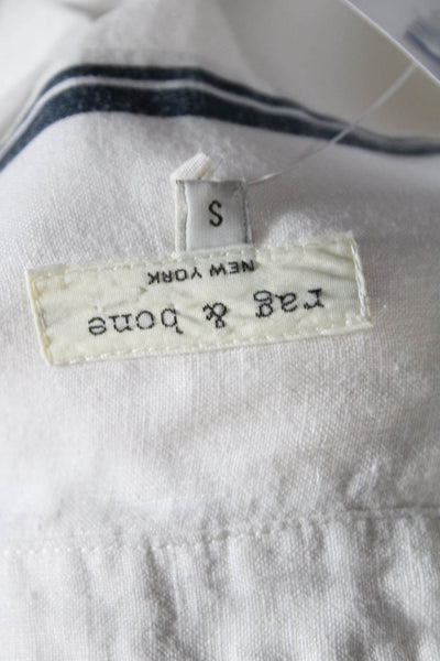 Rag & Bone Men's Linen Striped Casual Button Down Shirt White Size S