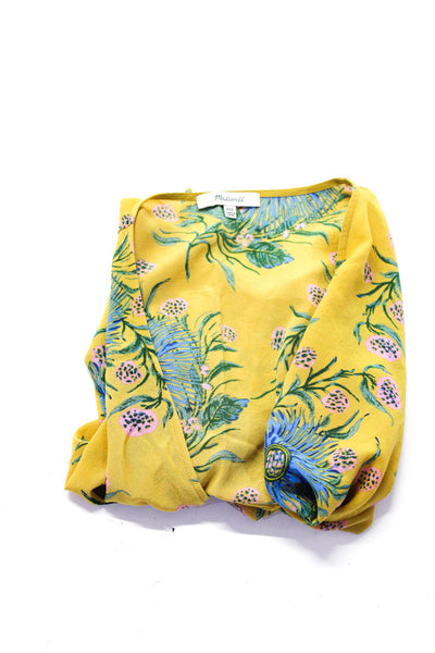 Madewell Wilfred Free People Womens Yellow Floral Silk Crop Top Size XXS 0 Lot 3