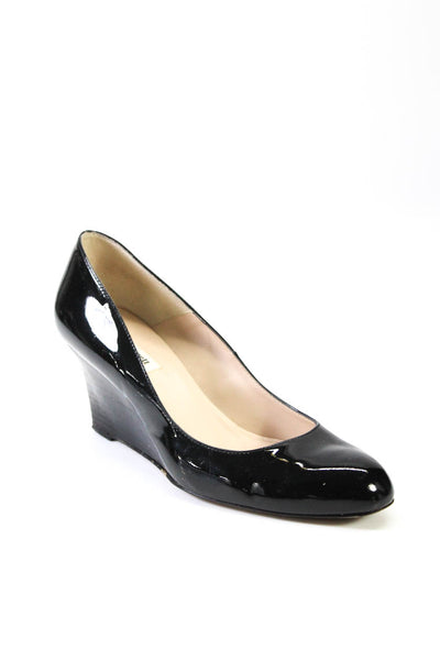 L.K. Bennett Womens Patent Leather Round Toe Mid Heel Wedges Black Size 9US 39EU