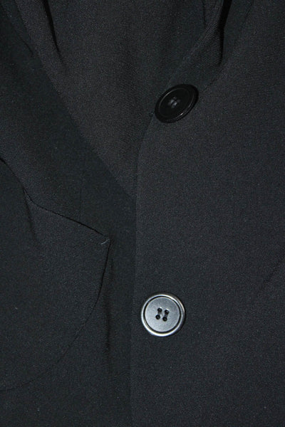 Rene Lezard Womens Two Piece Two Button Ruffled Blazer Skirt Suit Black Size 42