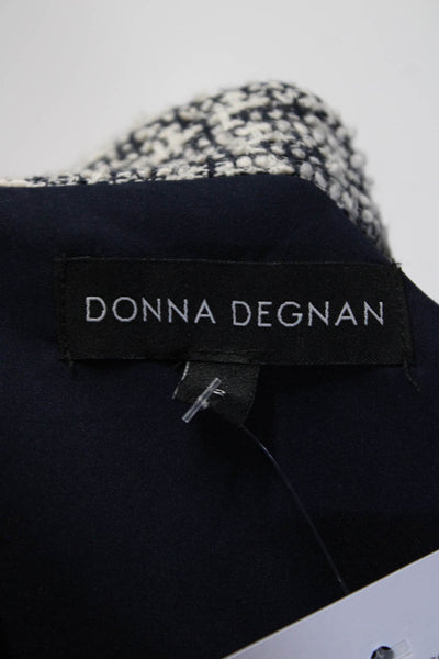 Donna Degnan Womens Knit Long Sleeved Striped Buttoned Jacket Blue White Size 12