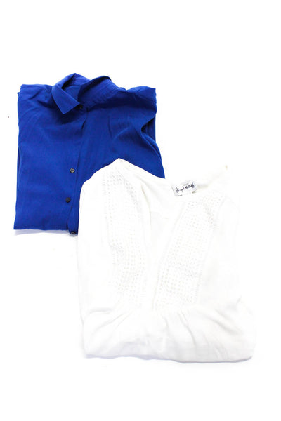 Joseph Ribkoff Paper White Womens Long Sleeved Tops White Blue Size 10 12 Lot 2