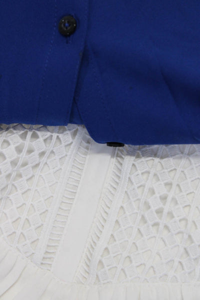Joseph Ribkoff Paper White Womens Long Sleeved Tops White Blue Size 10 12 Lot 2