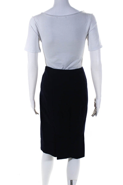 Ralph Lauren Womens Knee Length Lined Slit Straight Pencil Skirt Blue Size 8