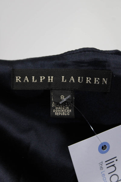 Ralph Lauren Womens Knee Length Lined Slit Straight Pencil Skirt Blue Size 8