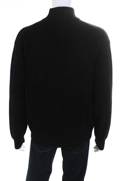 Calvin Klein Mens Cotton Tight-Knit Long Sleeve 1/2 Zip Sweater Black Size XL