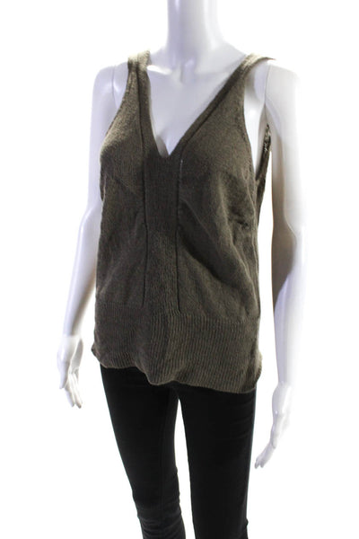 Sonja Marohn Womens V Neck Knit Tank Top Brown Cotton Size Italian 44