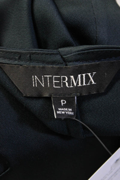 Intermix Womens Button Back Long Sleeve V Neck Blouse Shirt Navy Blue Petite