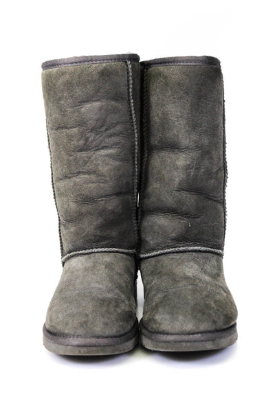UGG Australia Womens Slip On Shearling Lined Mid Calf Boots Gray Suede Size 6