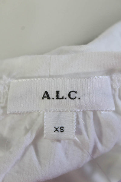 ALC Women's Puff Sleeve Crewneck Tie Back Crop Top White Size XS