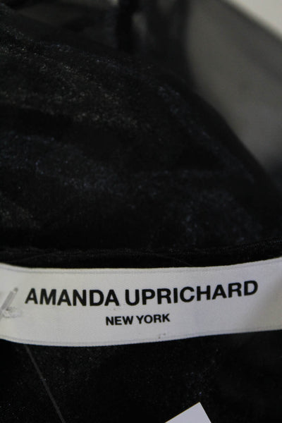 Amanda Uprichard Women's Short Sleeve Crewneck Sheer Mesh Top Black Size P