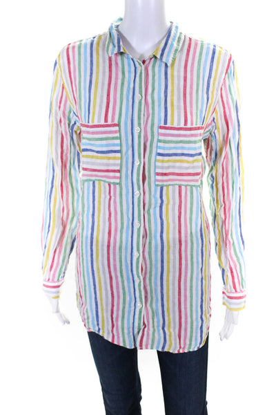 Boden Womens Striped Print Button Down Long Sleeve Shirt Top Multicolor Size 10