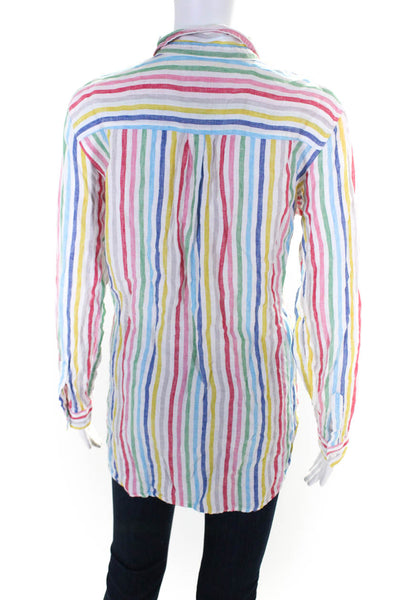 Boden Womens Striped Print Button Down Long Sleeve Shirt Top Multicolor Size 10