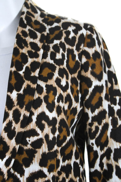 J Crew Womens 'Parke' Leopard Long Sleeved One Button Blazer Tan Brown Size 4