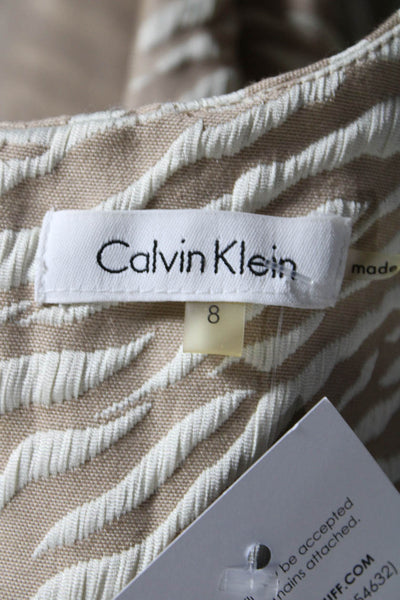 Calvin Klein Women's Printed Sleeveless Knee Length Sheath Dress Beige Size 8