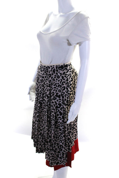 No. 21 Womens Silk Animal Print A Line Skirt Beige Black Size EUR 42