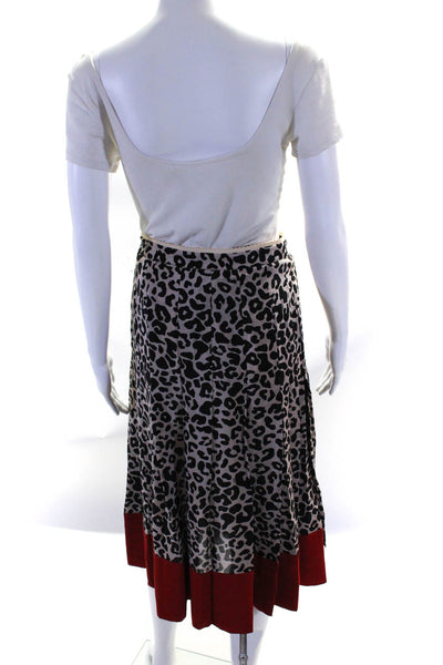 No. 21 Womens Silk Animal Print A Line Skirt Beige Black Size EUR 42