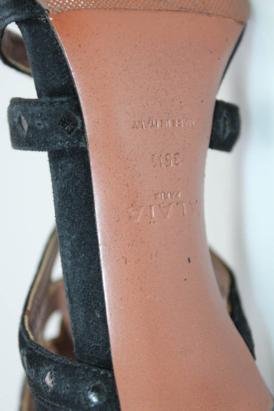 Alaia Womens Geometric Texture Zipped Cut-Out Stiletto Heels Black Size EUR35.5