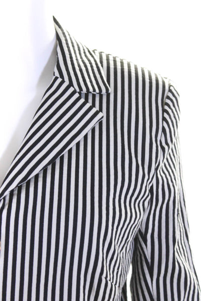 Bailey 44 Womens Cotton Stripe Full Front Zipped Long Sleeve Blazer Black Size L