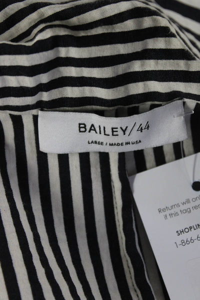 Bailey 44 Womens Cotton Stripe Full Front Zipped Long Sleeve Blazer Black Size L