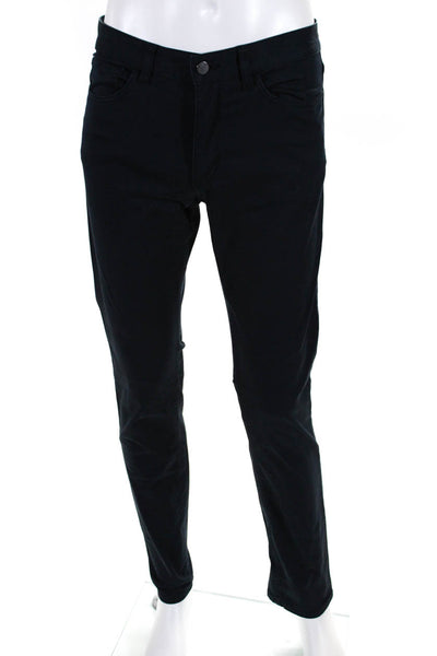 Theory Mens Cotton Slim Fit Low-Rise Straight Leg Trousers Navy Blue Size 31
