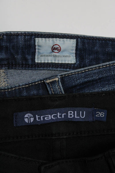 Tractr Adriano Goldschmied Womens Skinny Leg Jeans Black Blue Size 26 25 Lot 2