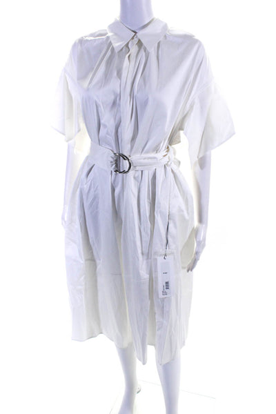 Adeam Womens Belted Shirt Dress White Size Xs