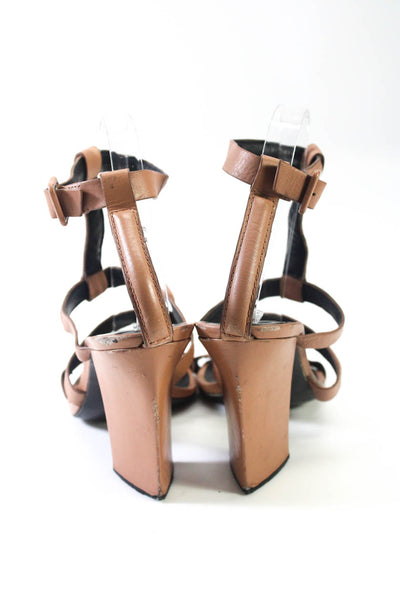 Alexander Wang Womens Block Heel Ankle Strap Sandals Nude Leather Size 39