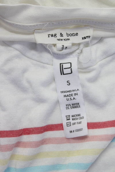 Rag & Bone B Womens Striped Short Sleeved T Shirts White Red Size XS S Lot 2