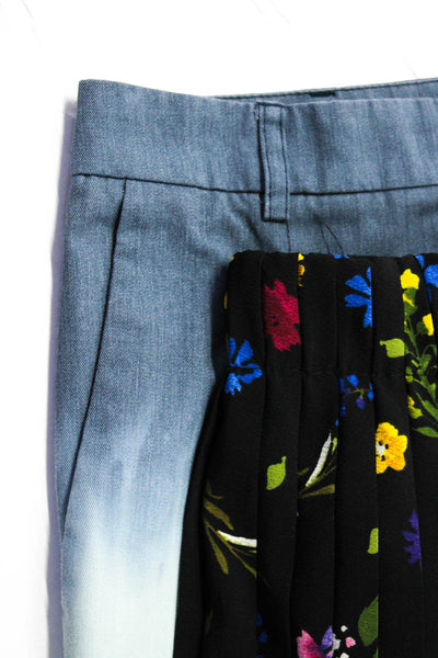 Zara Womens Floral A Line Skirt Straight Leg Pants Black Green Small Lot 2