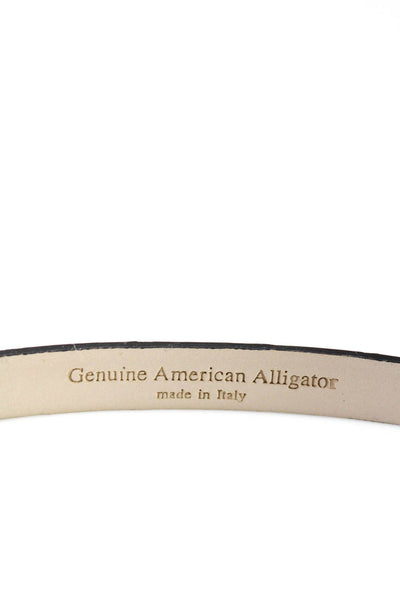 Tardini Womens Matte Green Genuine American Alligator Skinny Buckle Belt Size 36