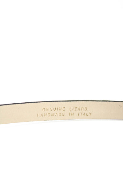 Tardini Womens Gray Silver Genuine Lizard Skin Buckle Skinny Belt Size 36
