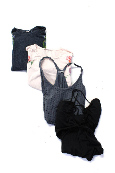 Zara Women's Swimsuit Tank Top Floral Tees Pink Gray Black Size L XL Lot 4
