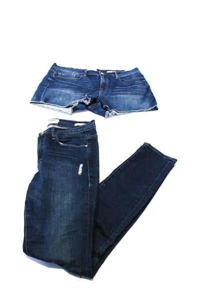 Frame Womens Cotton Distress Dark Wash Skinny Jeans Shorts Blue Size 28 29 Lot 2