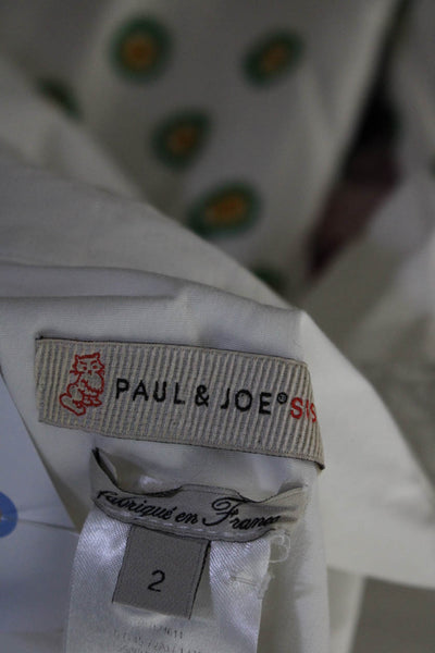 Paul & Joe Sister Womens Button Front Collared Shirt White Cotton Size 2