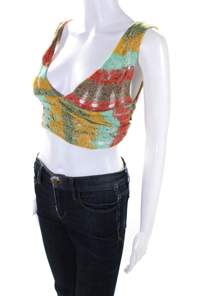 Jaded Womens Striped Knit Cropped Tank Top Multi Colored Size Extra Small