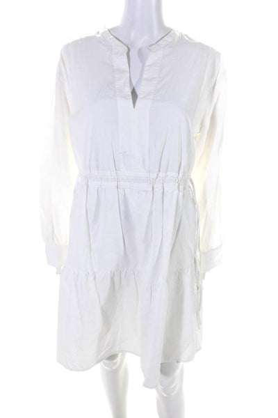 Rails Womens Long Sleeves Drawstring Waist A Line Dress White Cotton Size Medium