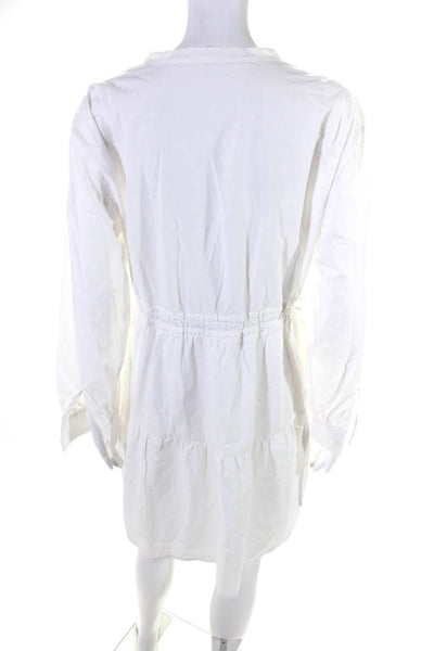 Rails Womens Long Sleeves Drawstring Waist A Line Dress White Cotton Size Medium