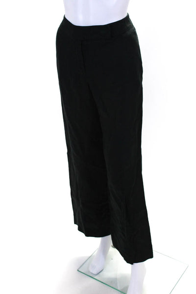 Max Mara Womens Linen Buttoned Hook & Eye Straight Leg Pants Black Size EUR32