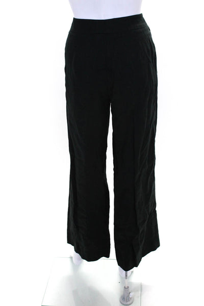 Max Mara Womens Linen Buttoned Hook & Eye Straight Leg Pants Black Size EUR32