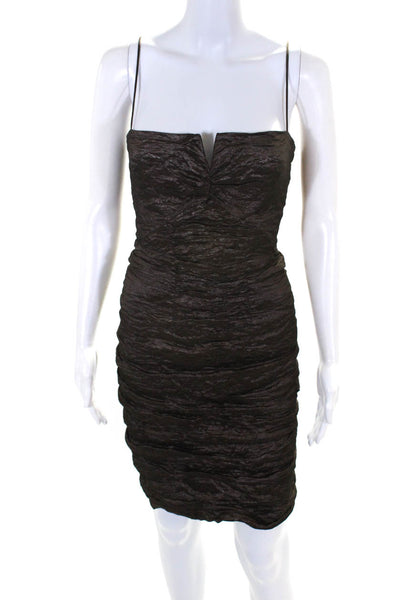 Nicole Miller Collection Womens Spaghetti Strap Bodycon Mini Dress Brown Size 10