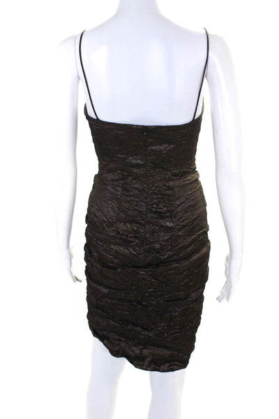 Nicole Miller Collection Womens Spaghetti Strap Bodycon Mini Dress Brown Size 10