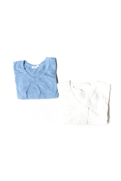 Wilt Womens Long Sleeved Cutout Back V Neck T Shirts White Blue Size XS Lot 2