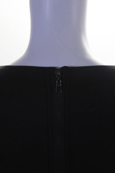 Season JS Womens Back Zip Scoop Neck Beaded Fringe Sheath Dress Black Medium